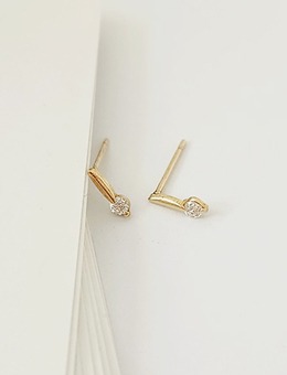 [10K Gold] 큐빅 물방울스틱 귀걸이