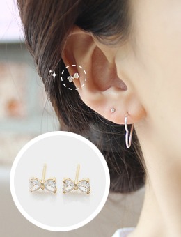 [10K Gold] 포인트리본 귀걸이